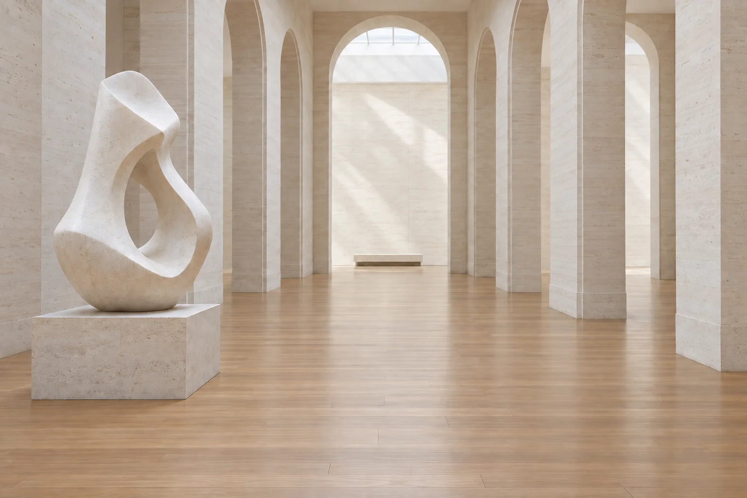 Sculpture gallery with the purple-sweater visitor removed after the example edit